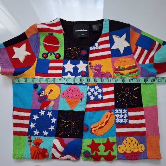 MIchael Simon Americana Short Sleeve Knit Cardigan - Picture 3 of 10